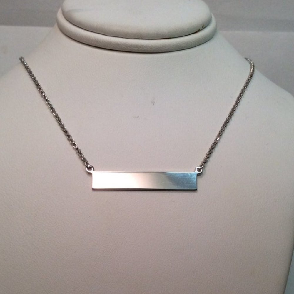 925 Sterling Silver Personalized Blank Engravable Bar Necklace Name Plate